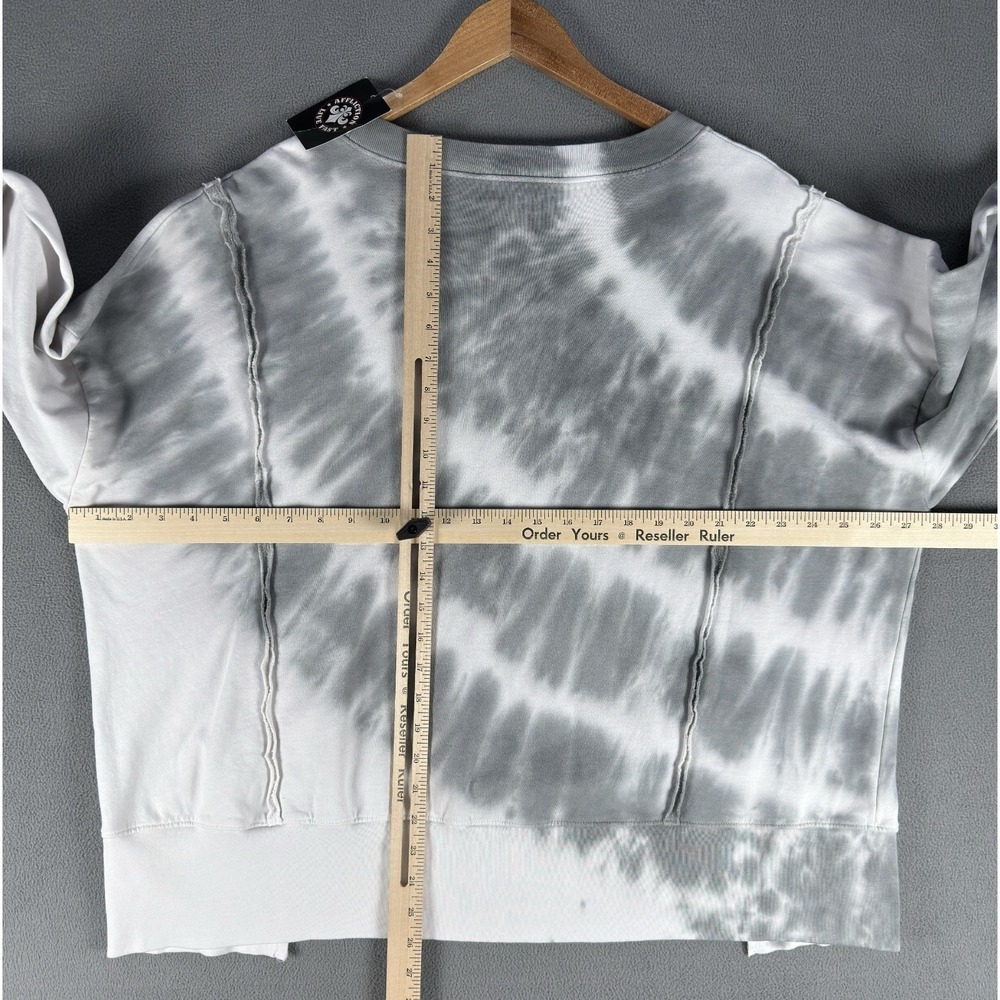 Affliction Sweatshirt Womens XL Grey White Tie Dye Rebel Rose Fleece Wings New - Picture 6 of 7